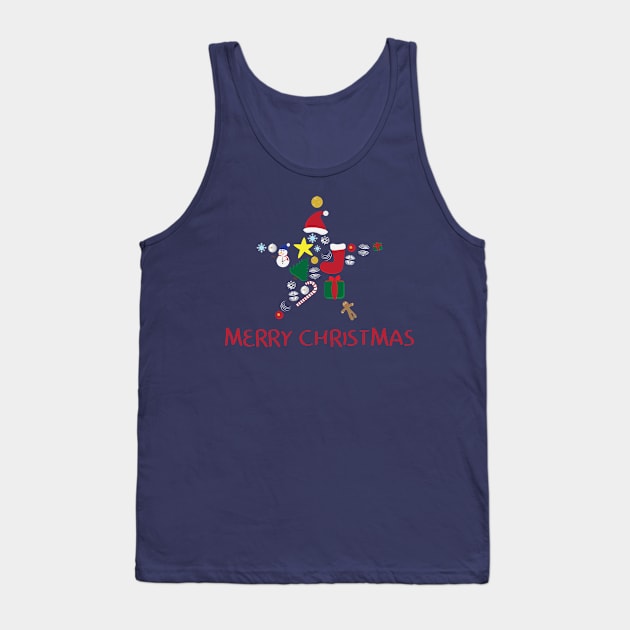 Star shape with Christmas elements and Merry Christmas greeting Tank Top by sigdesign